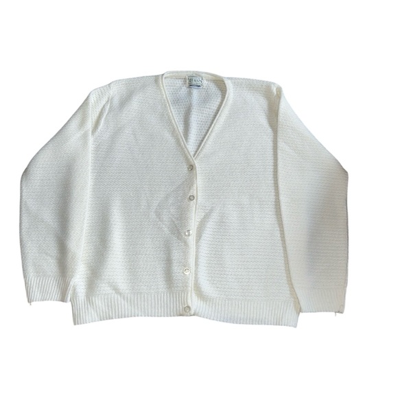 Vintage 1960s Wintuck It’s A Joy White Acrylic Ladies Cardigan Size L/XL - Picture 5 of 5